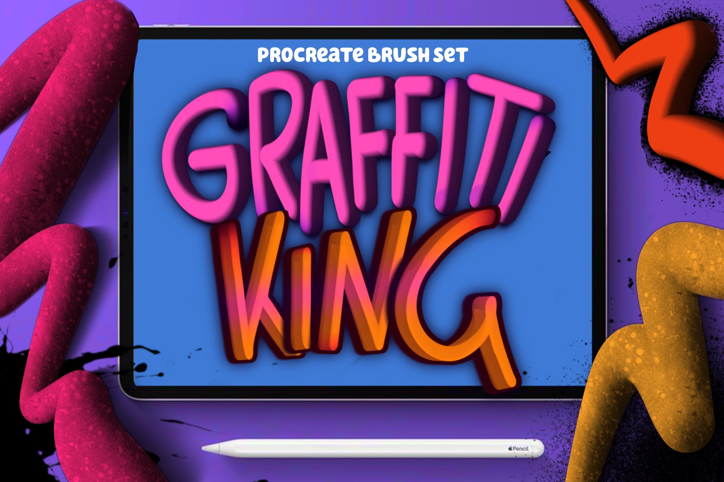 涂鸦风格Procreate笔刷 Graffiti King Procreate Brushes 笔刷资源 sucaiwan.com