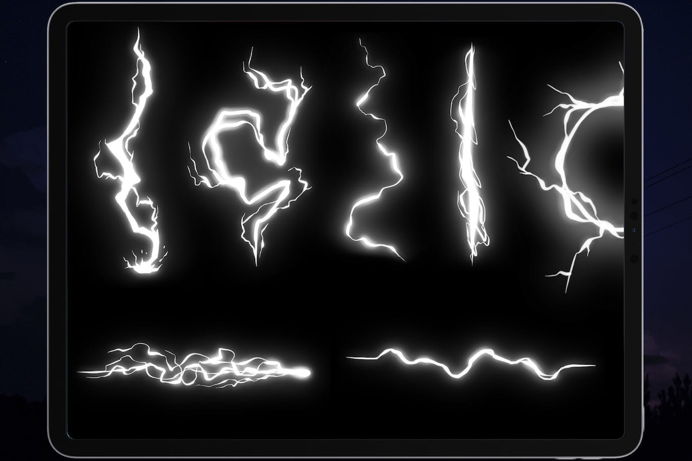 闪电Procreate印章绘画笔刷素材 Dans Lightning Procreate Brush 笔刷资源 sucaiwan.com