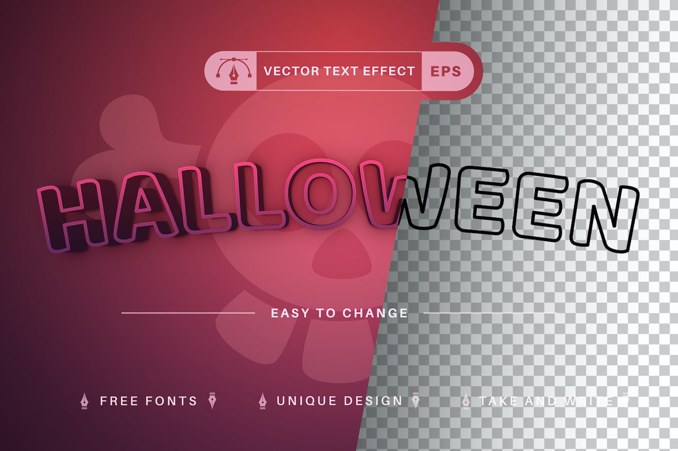 万圣节矢量文字效果字体样式 Halloween – Editable Text Effect, Font Style 插件预设 sucaiwan.com