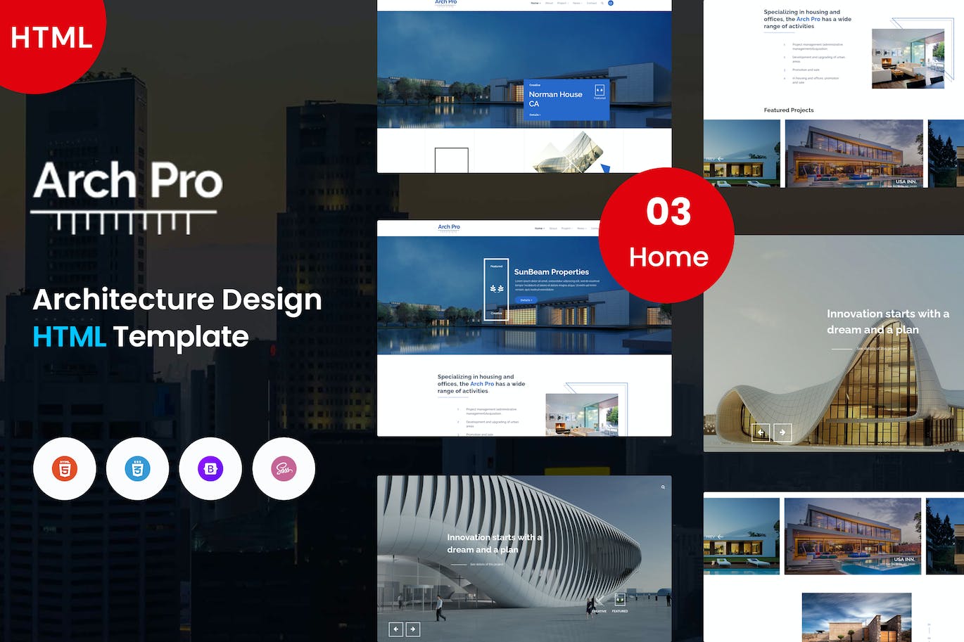 建筑与室内设计网站模板 Arch Pro – Architecture and Interior Design APP UI sucaiwan.com