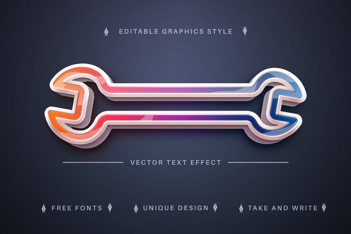 彩虹金属矢量文字效果字体样式 Star Rainbow – Editable Text Effect, Font Style 插件预设 sucaiwan.com