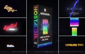 30多种潮流复古酸性小故障完全可定制文本标题工具包AE模板 Ezracohen EZCO NOSTALGIA