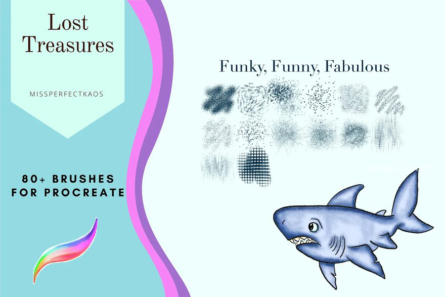Procreate笔刷-81款海洋生物插画主题Procreate纹理笔刷素材 笔刷资源 sucaiwan.com