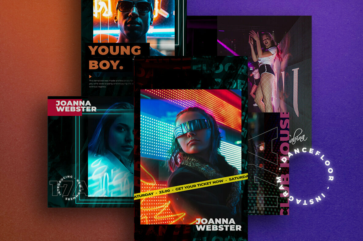 新潮酒吧夜店舞蹈俱乐部霓虹灯时髦现代错版文字PSD模板 Dance Floor Instagram Post Stories 设计素材 第3张-素材湾丨精选海外优质设计素材资源 新潮酒吧夜店舞蹈俱乐部霓虹灯时髦现代错版文字PSD模板 Dance Floor Instagram Post Stories 设计素材 sucaiwan.com