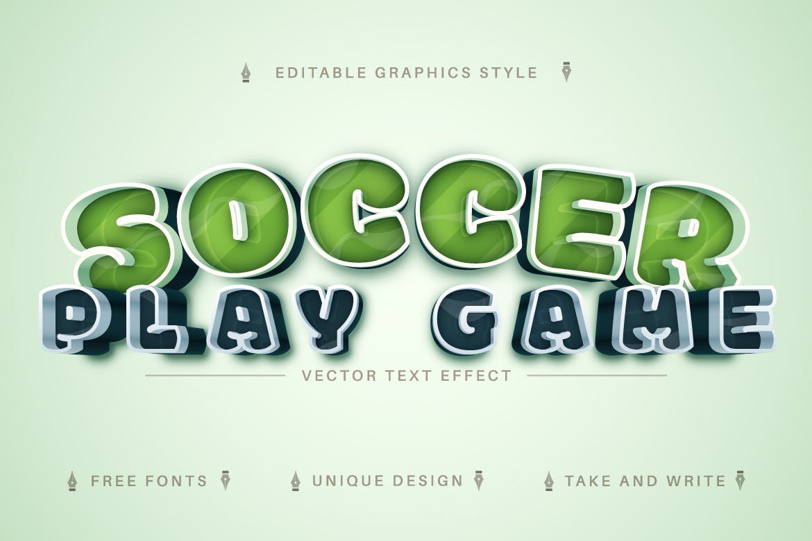 绿草纹理矢量文字效果字体样式 Champion – Editable Text Effect, Font Style 插件预设 sucaiwan.com