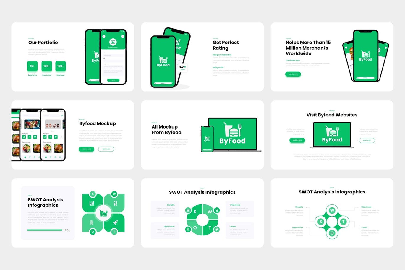食品配送应用程序谷歌幻灯片模板下载 Byfood – Food Delivery Google Slides Template 幻灯图表 sucaiwan.com
