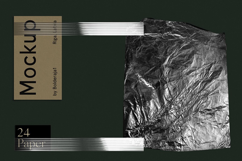 33种潮流现代风格酸性锡箔纸褶皱纸纹理PSD样机 样机素材 sucaiwan.com