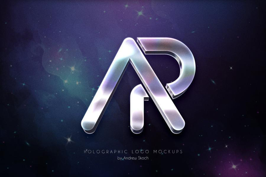 样机模板-3D立体金属全息效果LOGO标志PSD样机素材 样机素材 sucaiwan.com