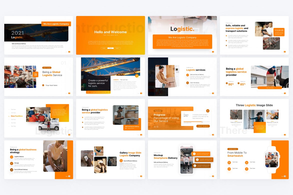 物流专业服务PPT演示幻灯片模板 Logistic Professional PowerPoint Template 幻灯图表 sucaiwan.com