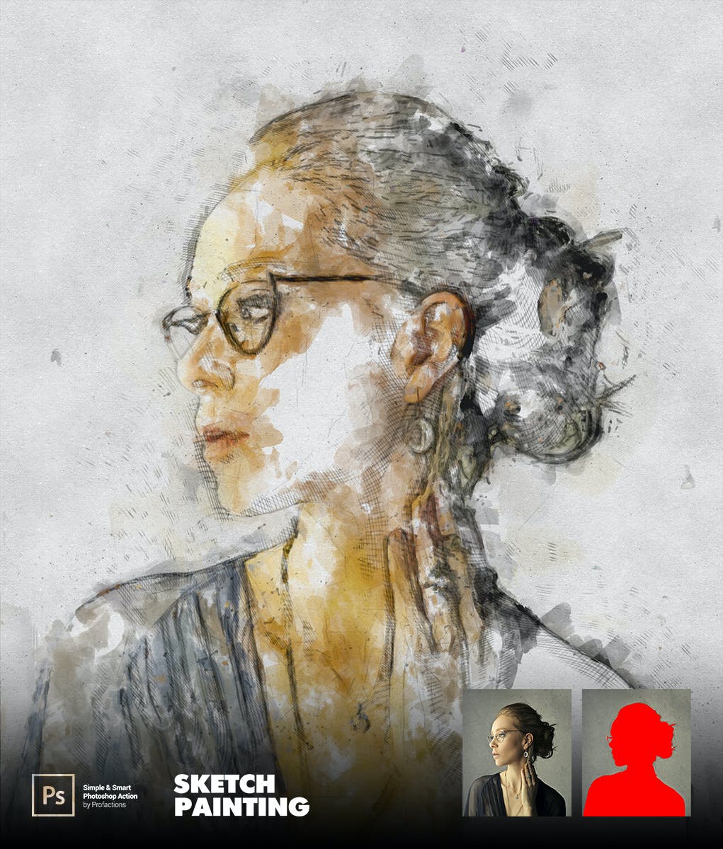 素描绘画效果照片处理ps动作 Sketch Painting Photoshop Action 插件预设 sucaiwan.com