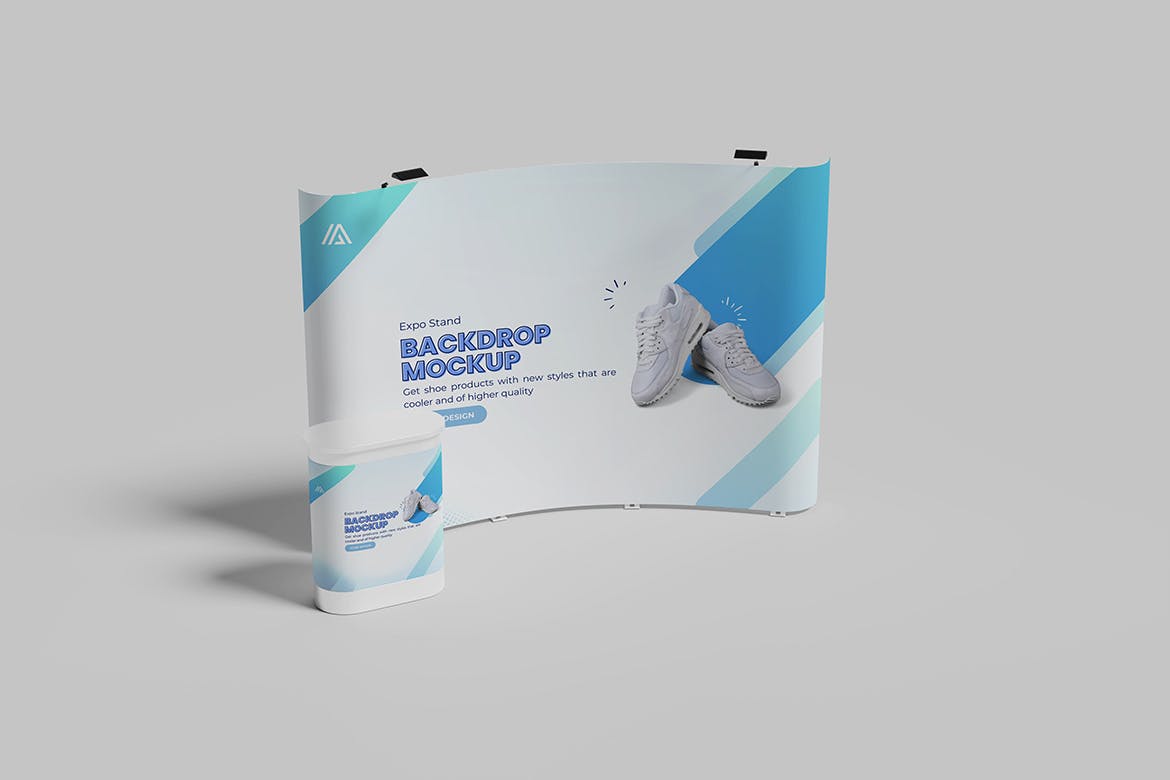 展厅展台背景广告展示样机 Expo Stand Backdrop Mockup 样机素材 sucaiwan.com