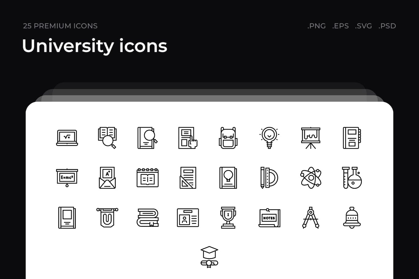 25枚大学主题简约线条矢量图标 University icons 图标素材 sucaiwan.com