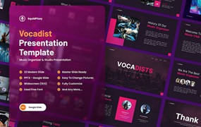音乐组织者和工作室Google幻灯片模板下载 Vocadists – Music Organizer & Studio Google Slides
