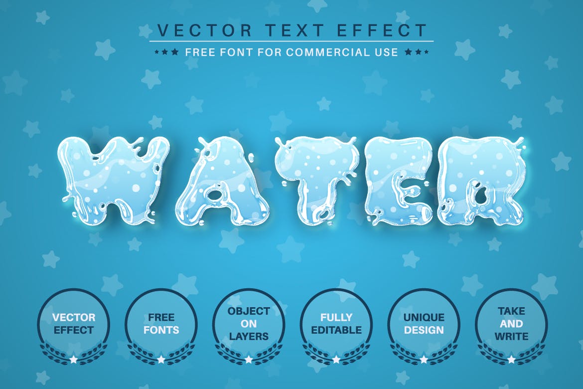 飞溅水珠矢量文字效果字体样式 Water Splash – Editable Text Effect, Font Style 插件预设 sucaiwan.com