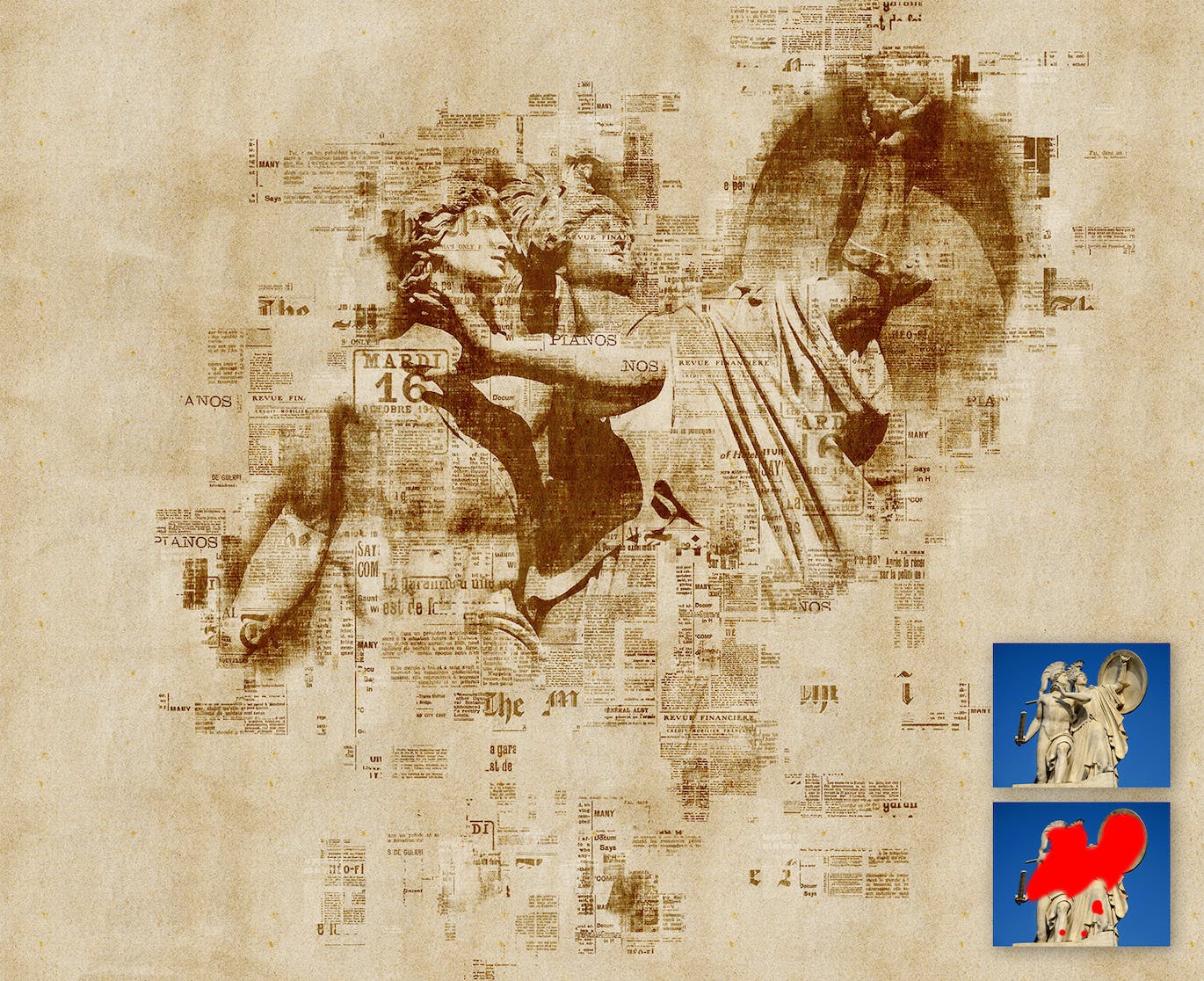 报纸艺术照片处理效果PS动作模板 Newspaper Art Photoshop Action 插件预设 sucaiwan.com