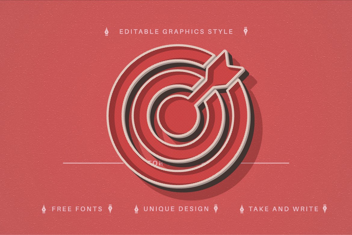 复古红色矢量文字效果字体样式 Red Retro – Editable Text Effect, Font Style 插件预设 sucaiwan.com