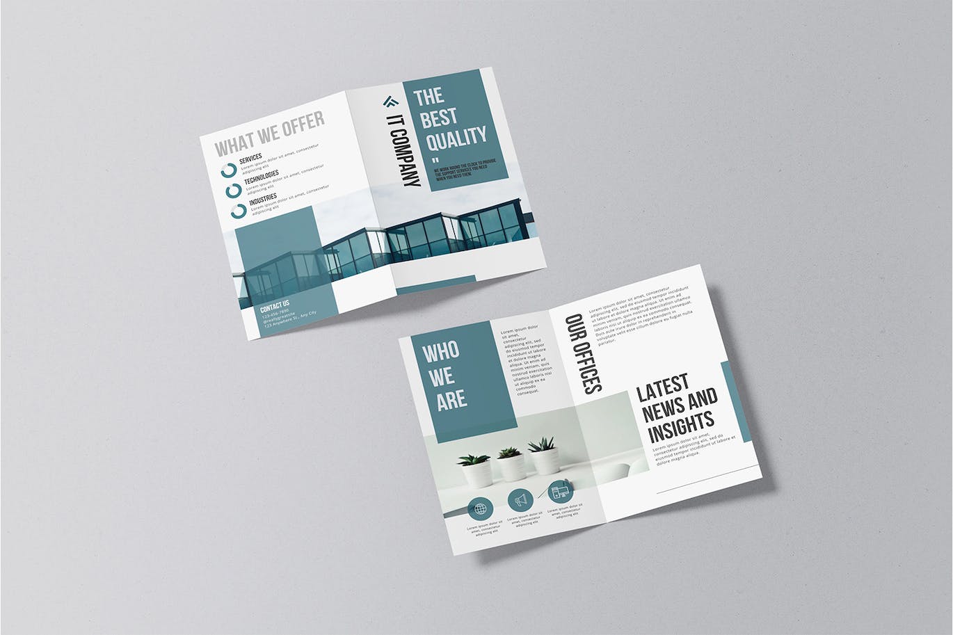 A5双折小册子/宣传册样机 A5 Bifold Brochure Mockup 样机素材 sucaiwan.com