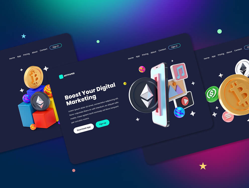 加密货币3D插画 图标素材 sucaiwan.com