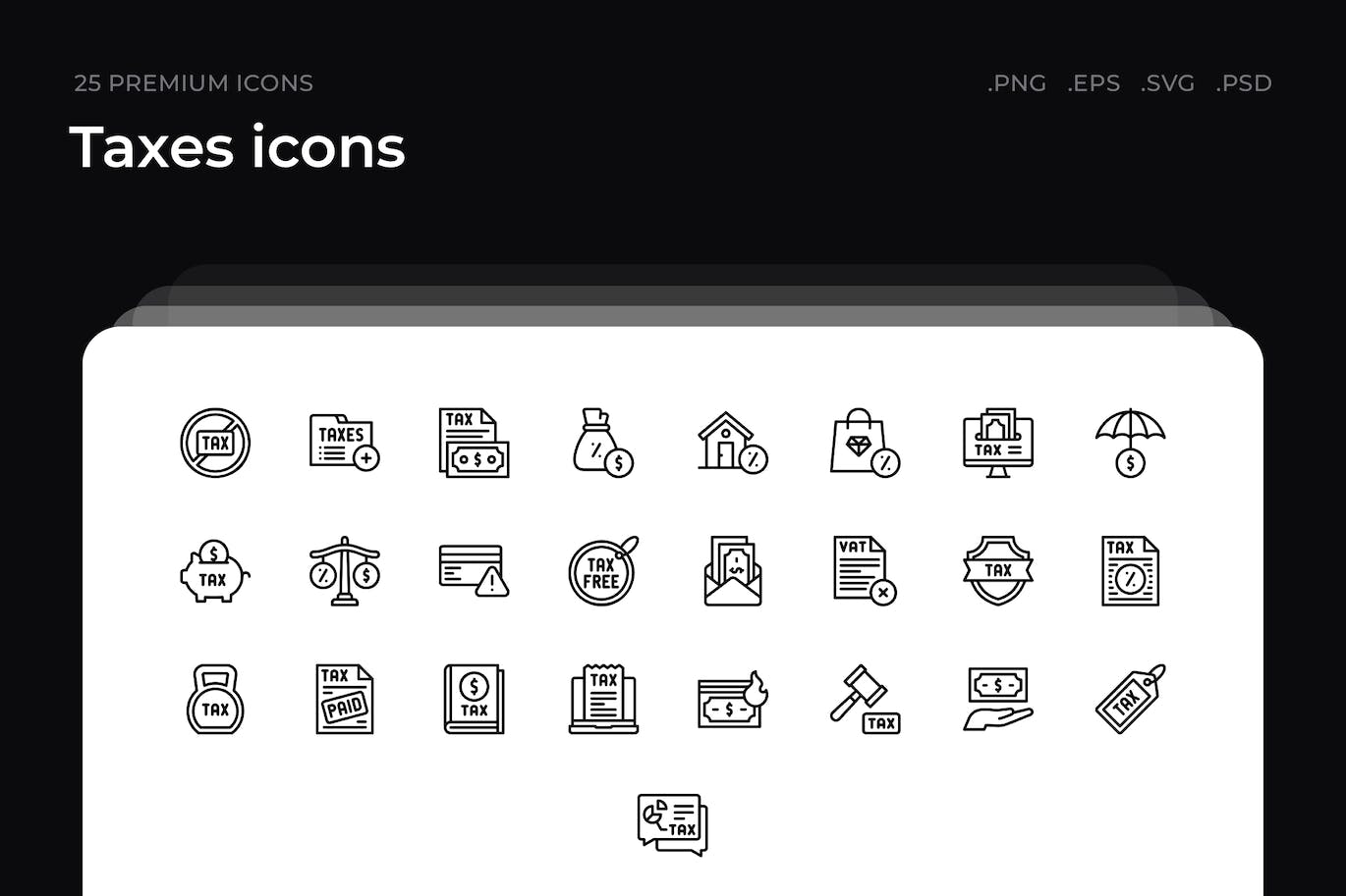 25枚税款主题简约线条矢量图标 Taxes icons 图标素材 sucaiwan.com