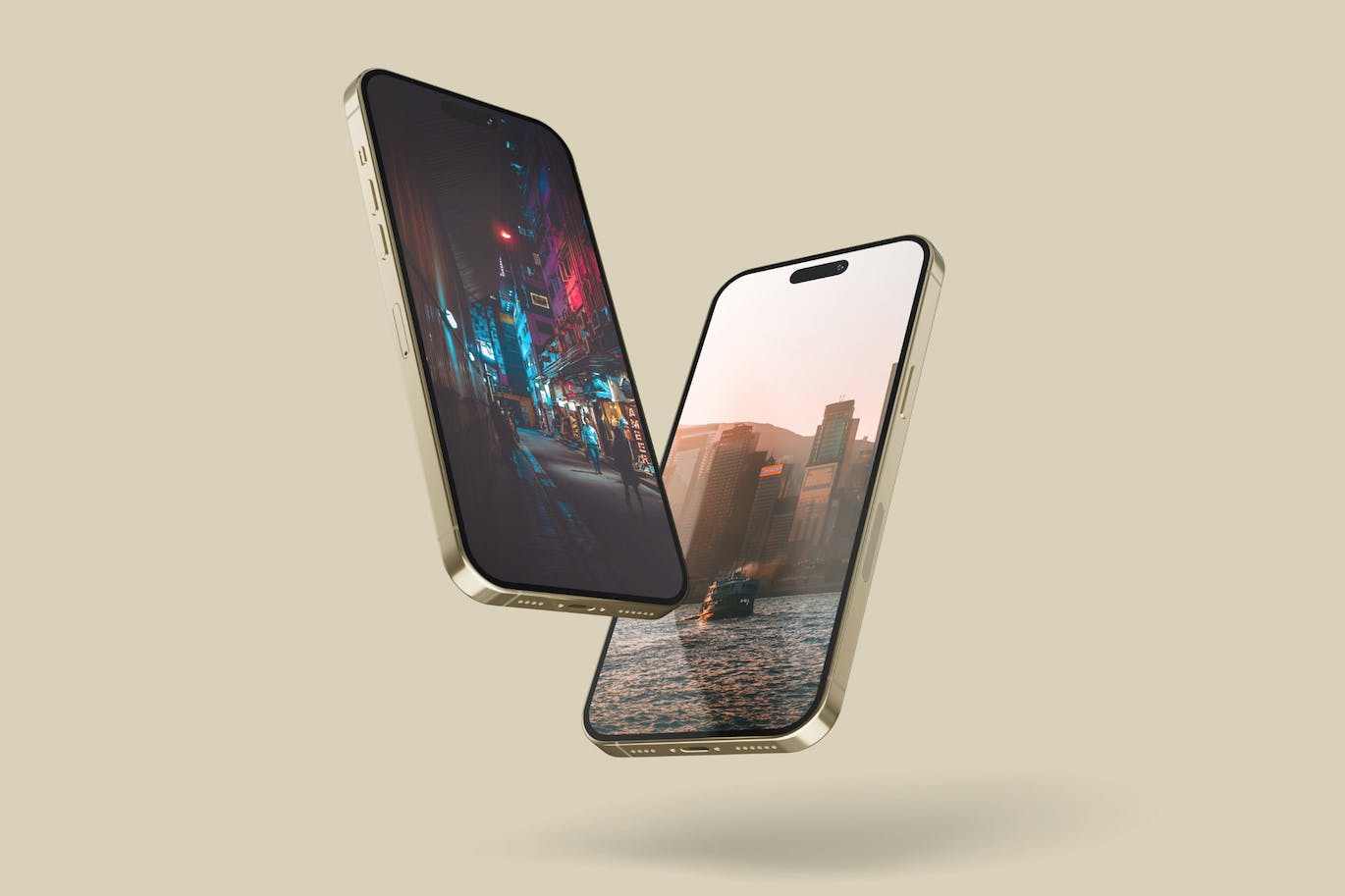 悬浮效果iPhone 14 Pro Max手机样机图 iPhone 14 Pro Max Mockup Levitation 样机素材 sucaiwan.com