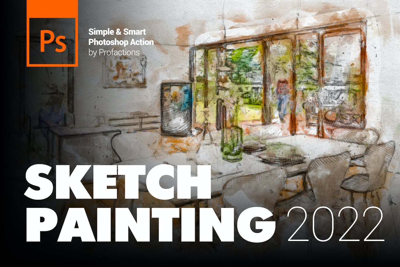 素描绘画效果照片处理ps动作 Sketch Painting Photoshop Action 插件预设 sucaiwan.com