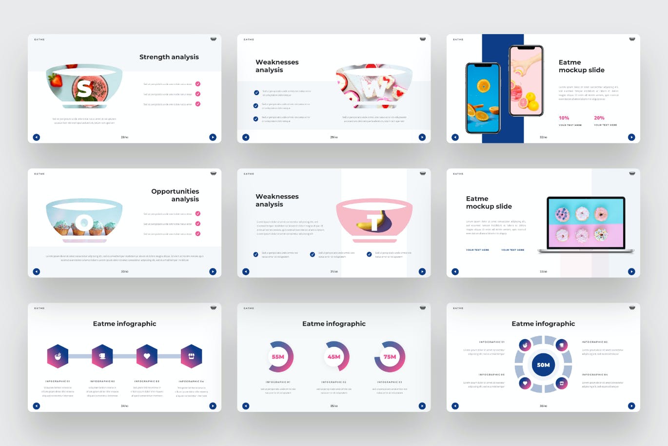 食品作品集幻灯片演示PPT模板 EATME – Food PowerPoint Template 幻灯图表 sucaiwan.com