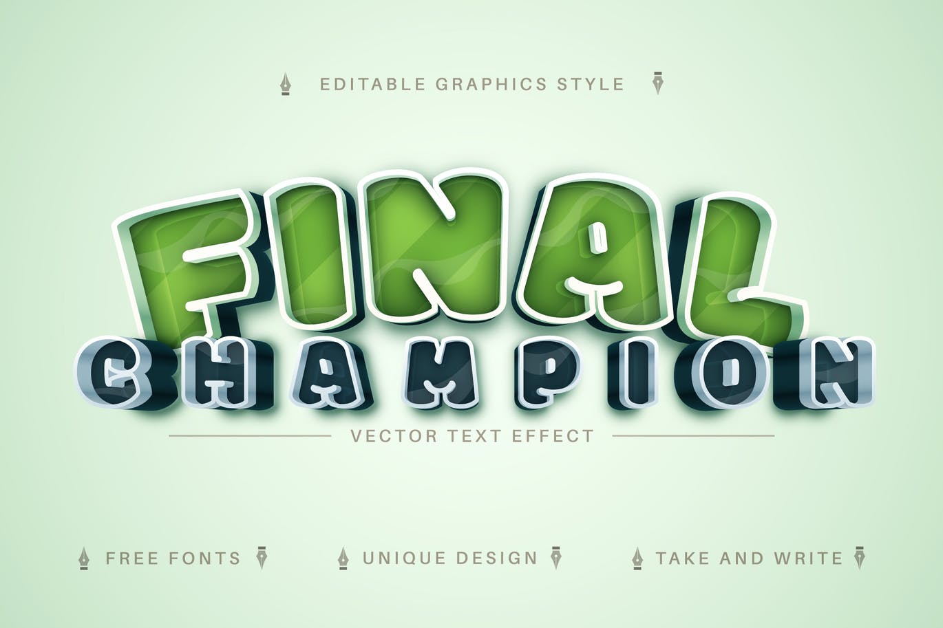 绿草纹理矢量文字效果字体样式 Champion – Editable Text Effect, Font Style 插件预设 sucaiwan.com