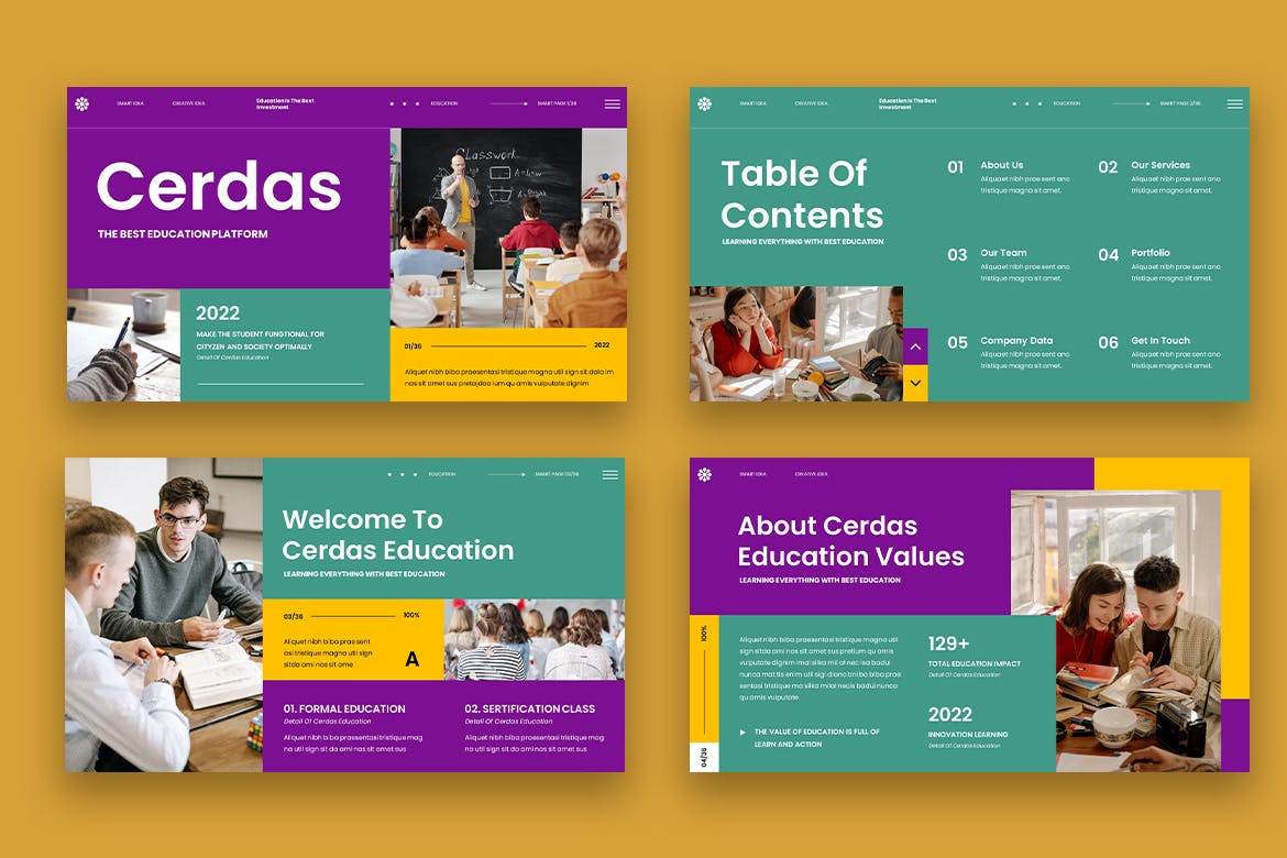 教育教学培训谷歌幻灯片模板下载 Cerdas – Education Google Slides 幻灯图表 sucaiwan.com