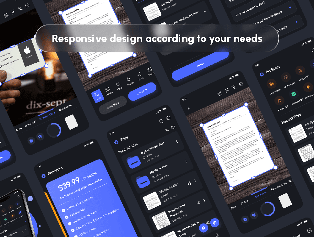 文档和PDF扫描仪应用程序 UI 套件 APP UI sucaiwan.com