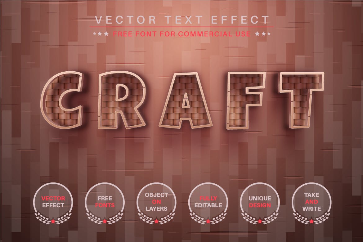 木头纹理矢量文字效果字体样式 Bast Shoe – Editable Text Effect, Font Style 插件预设 sucaiwan.com