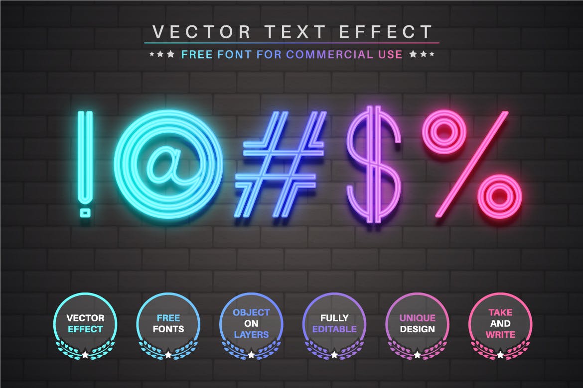 霓虹灯管矢量文字效果字体样式 Night Club – Editable Text Effect, Font Style 插件预设 sucaiwan.com