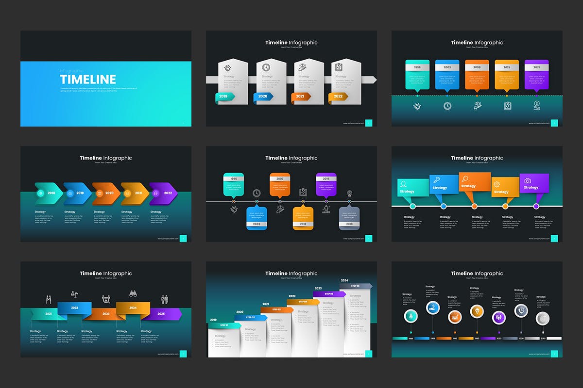 时间轴图表PPT幻灯片模板素材 Timeline PowerPoint Presentation 幻灯图表 sucaiwan.com