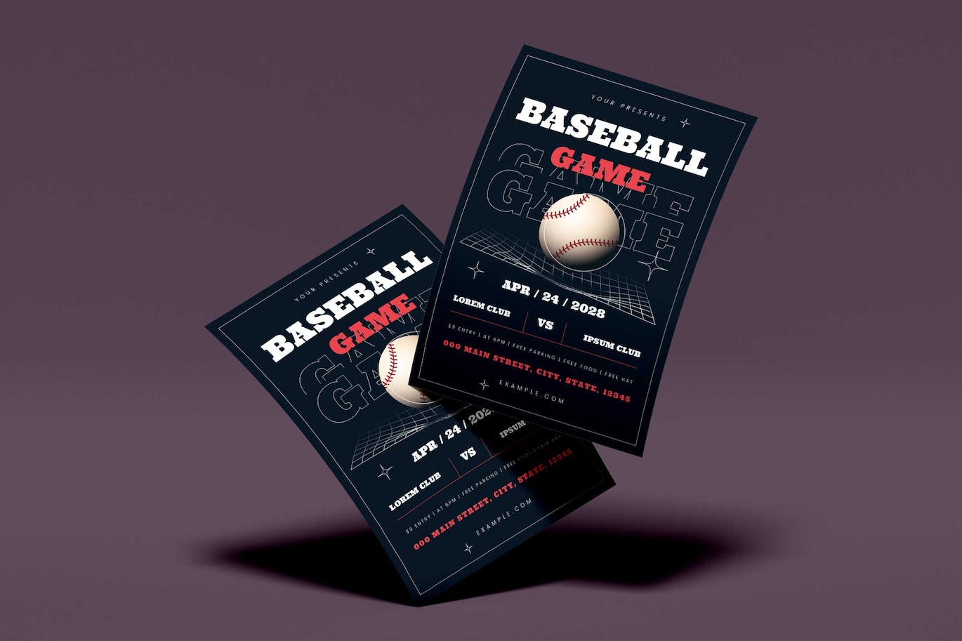 棒球比赛活动海报素材 Baseball Game Flyer Set 设计素材 sucaiwan.com