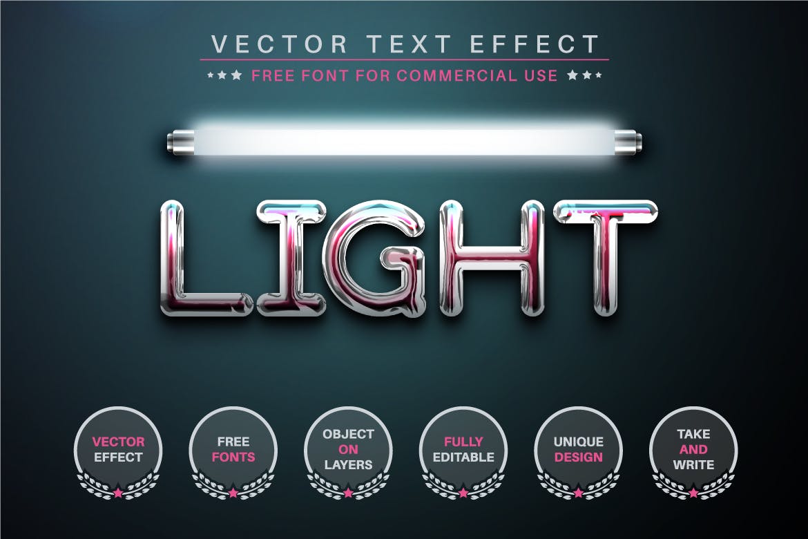 水晶灯管矢量文字效果字体样式 Super Light – Editable Text Effect, Font Style 插件预设 sucaiwan.com