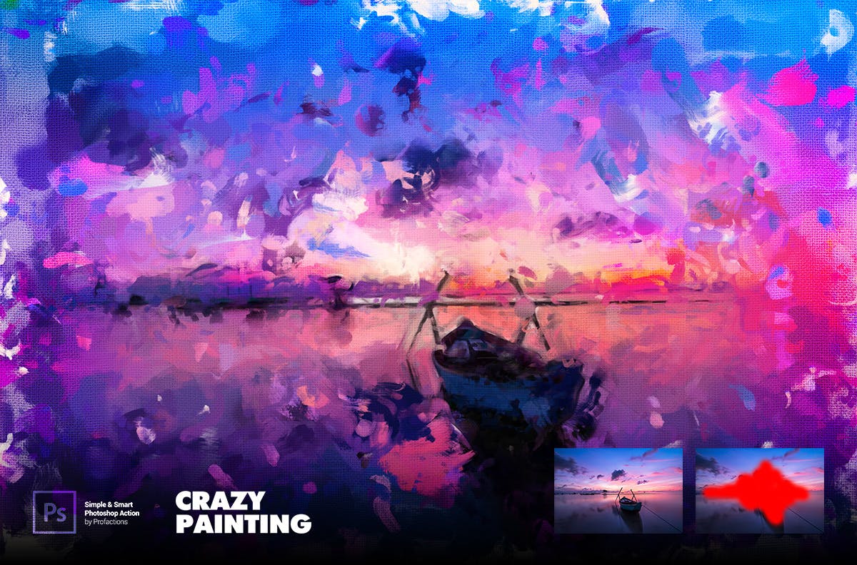 疯狂绘画效果照片处理Photoshop动作 Crazy Painting Photoshop Action 插件预设 sucaiwan.com