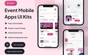 演出订票门票活动应用程序 UI 套件