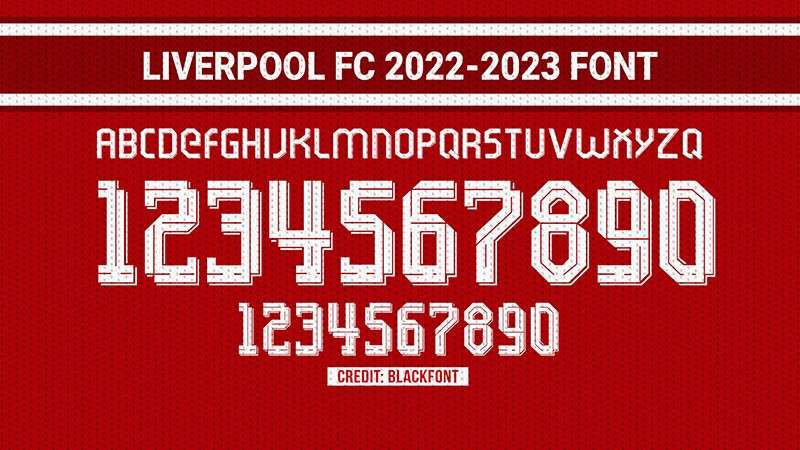 利物浦2022-2023赛季球衣字体 设计素材 sucaiwan.com