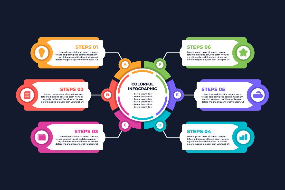 现代商业字母选项信息图表设计模板 Modern Business Infographic Design Template 幻灯图表 sucaiwan.com