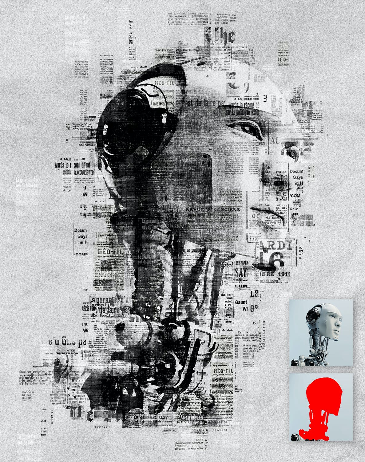 报纸艺术照片处理效果PS动作模板 Newspaper Art Photoshop Action 插件预设 sucaiwan.com