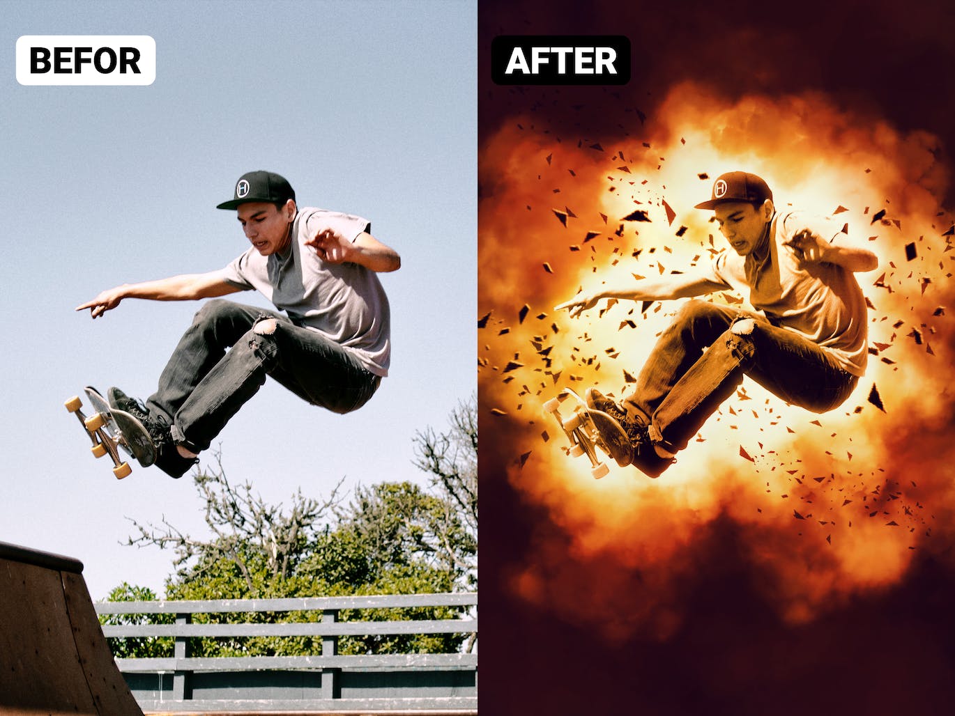 爆炸效果PS动作模板 Explosion Effect Photoshop Action 插件预设 sucaiwan.com