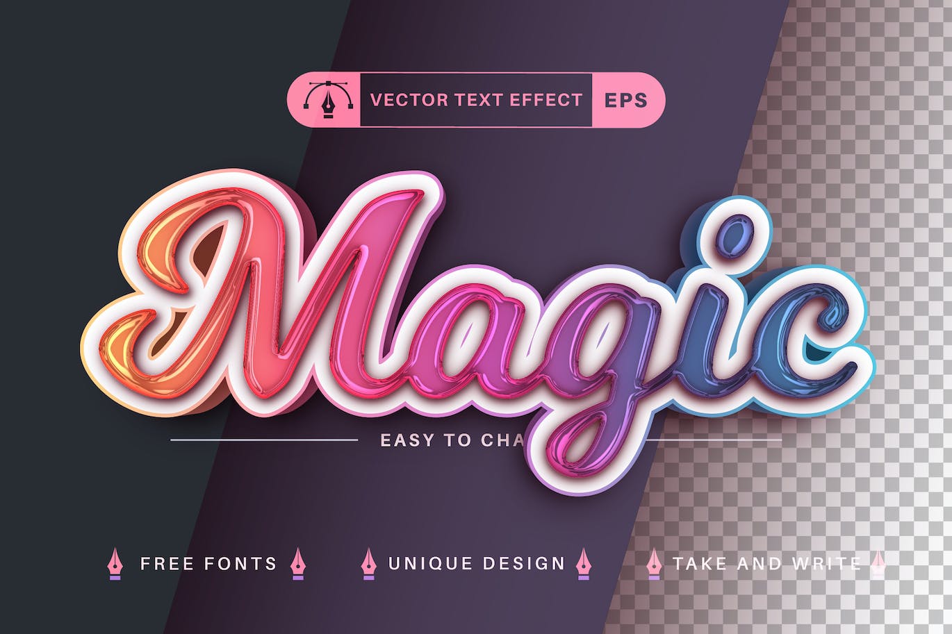 魔法渐变矢量文字效果字体样式 Magic Unicorn – Editable Text Effect, Font Style 插件预设 sucaiwan.com