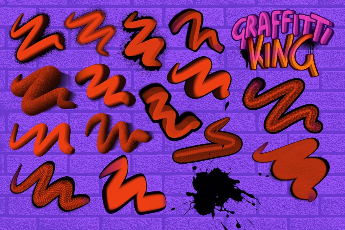涂鸦风格Procreate笔刷 Graffiti King Procreate Brushes 笔刷资源 sucaiwan.com