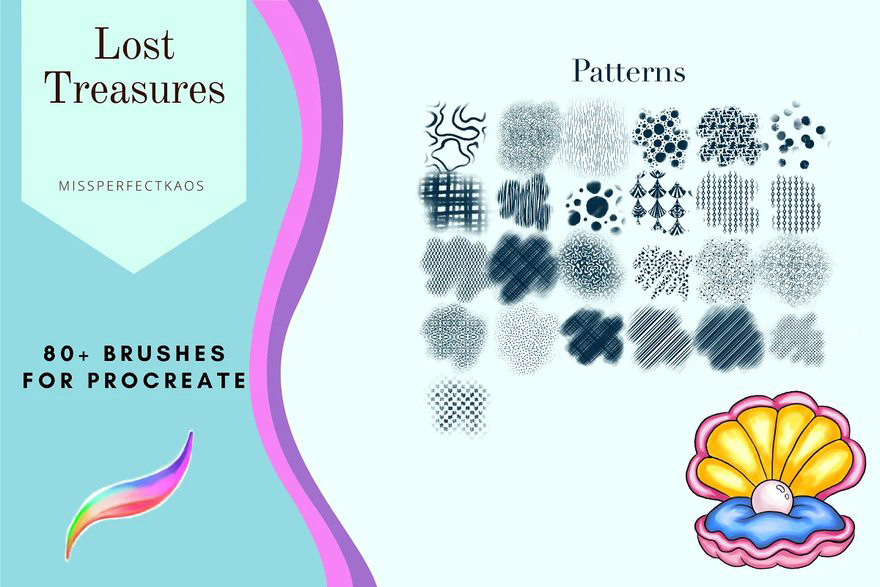 Procreate笔刷-81款海洋生物插画主题Procreate纹理笔刷素材 笔刷资源 sucaiwan.com