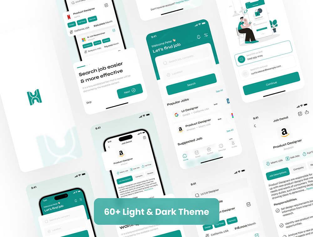 求职者应用程序IOS UI套件 APP UI sucaiwan.com