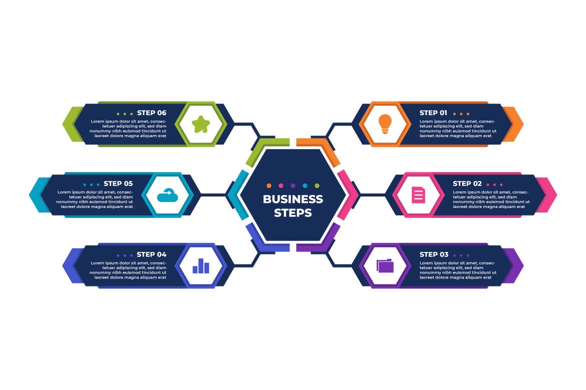 现代商业分类信息图表设计模板 Modern Business Infographic Design Template 幻灯图表 sucaiwan.com