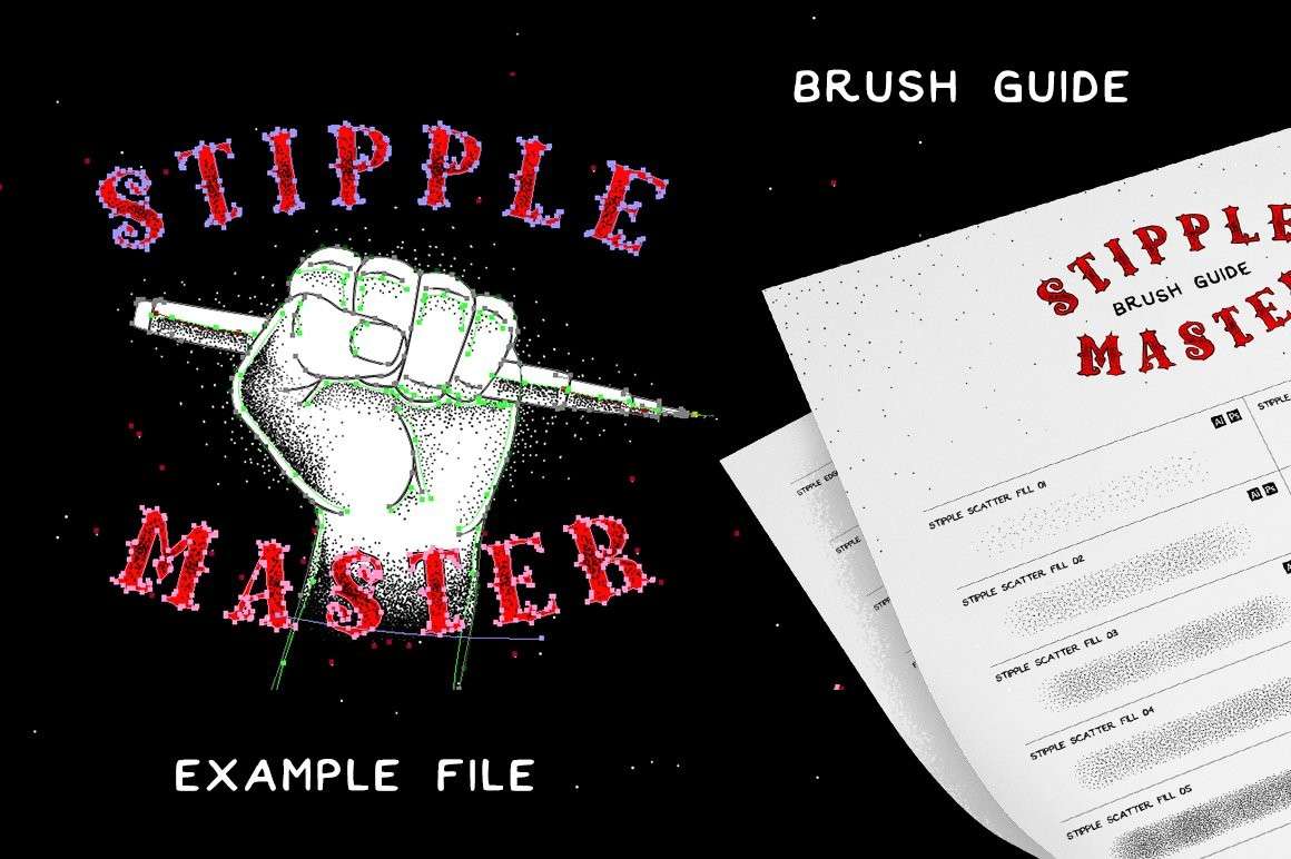 48个复古插画纹理AI笔刷 笔刷资源 sucaiwan.com