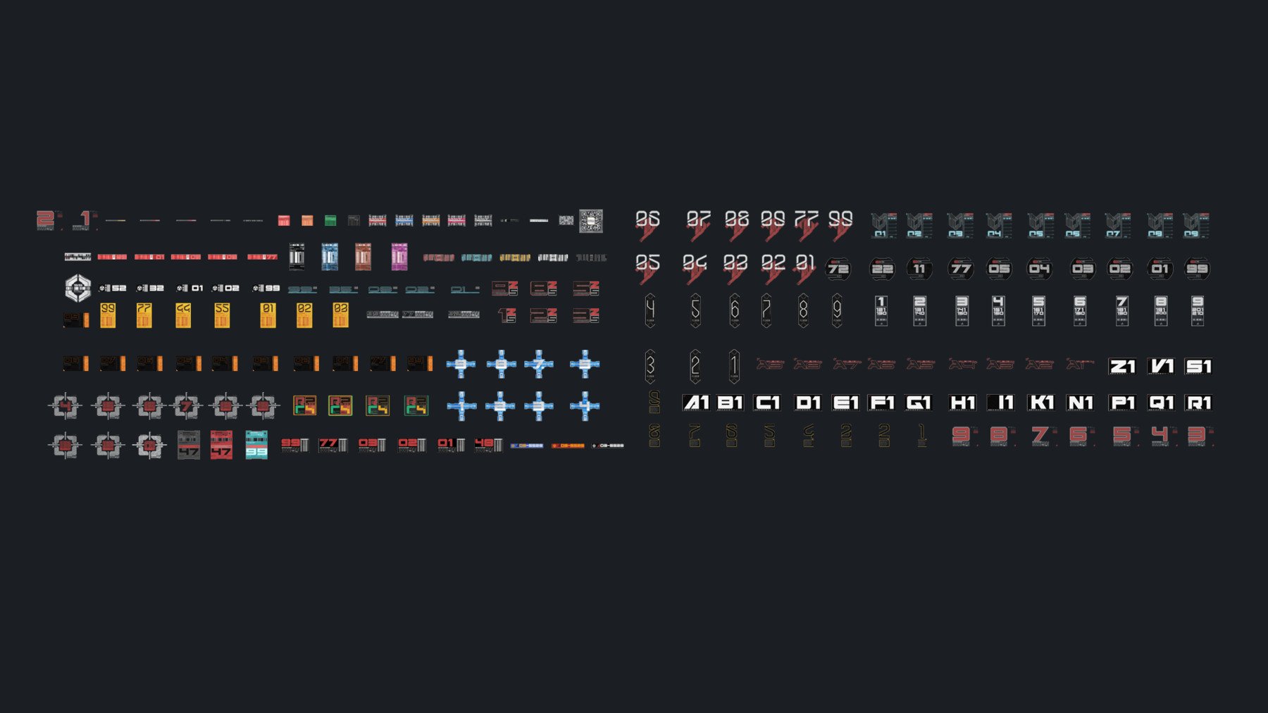 360+赛博朋克网络危险标志编号贴花套装PNG素材 360+ CyberPunk decals Bundle 图片素材 sucaiwan.com