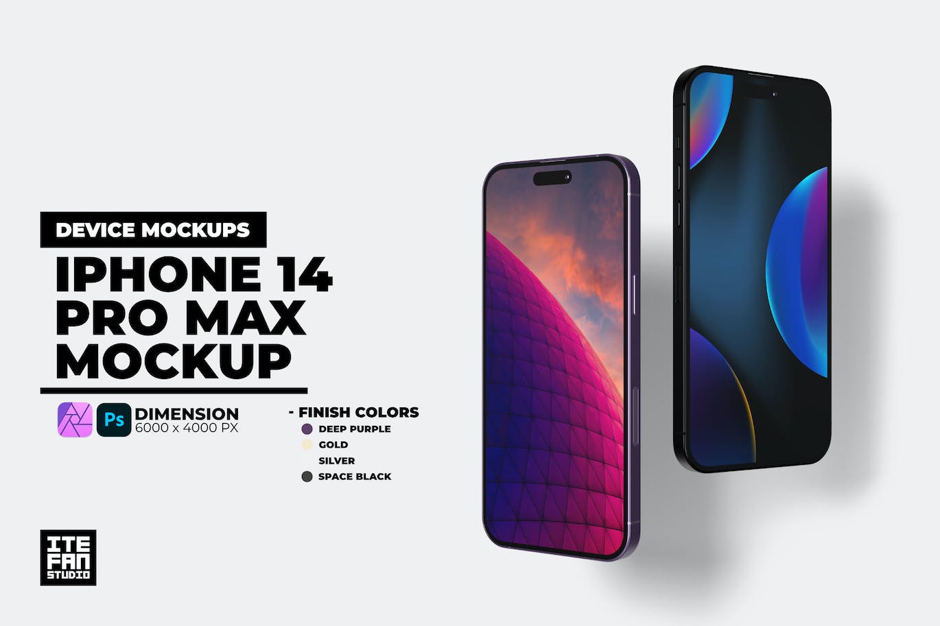 App展示iPhone 14 Pro Max手机样机图 iPhone 14 Pro Max Mockup Opposite 样机素材 sucaiwan.com