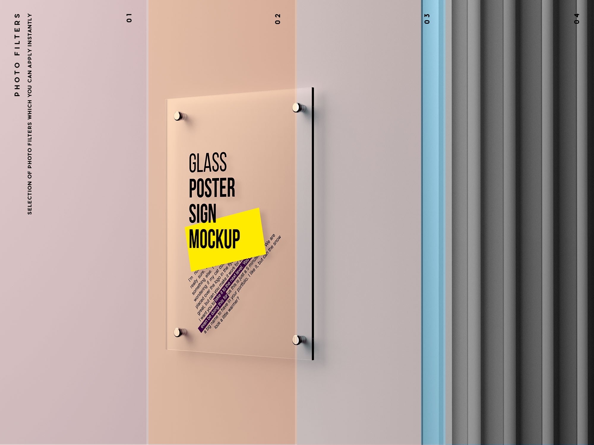 玻璃海报标牌样机 Glass Poster Mockup 样机素材 sucaiwan.com