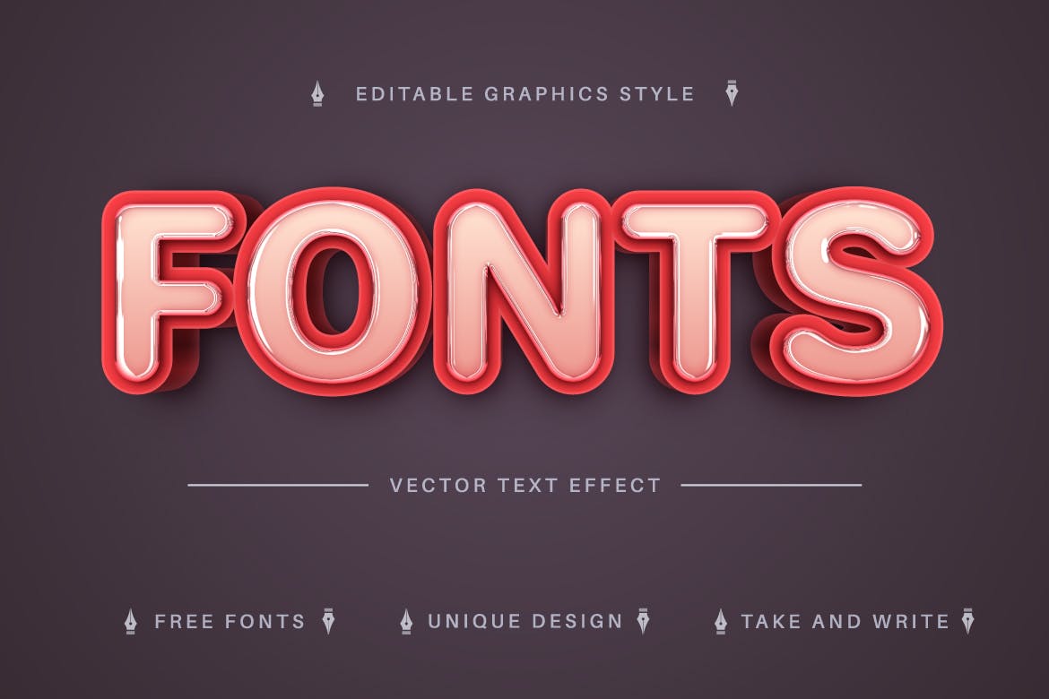 3D玻璃矢量文字效果字体样式 Smart Glasses – Editable Text Effect, Font Style 插件预设 sucaiwan.com